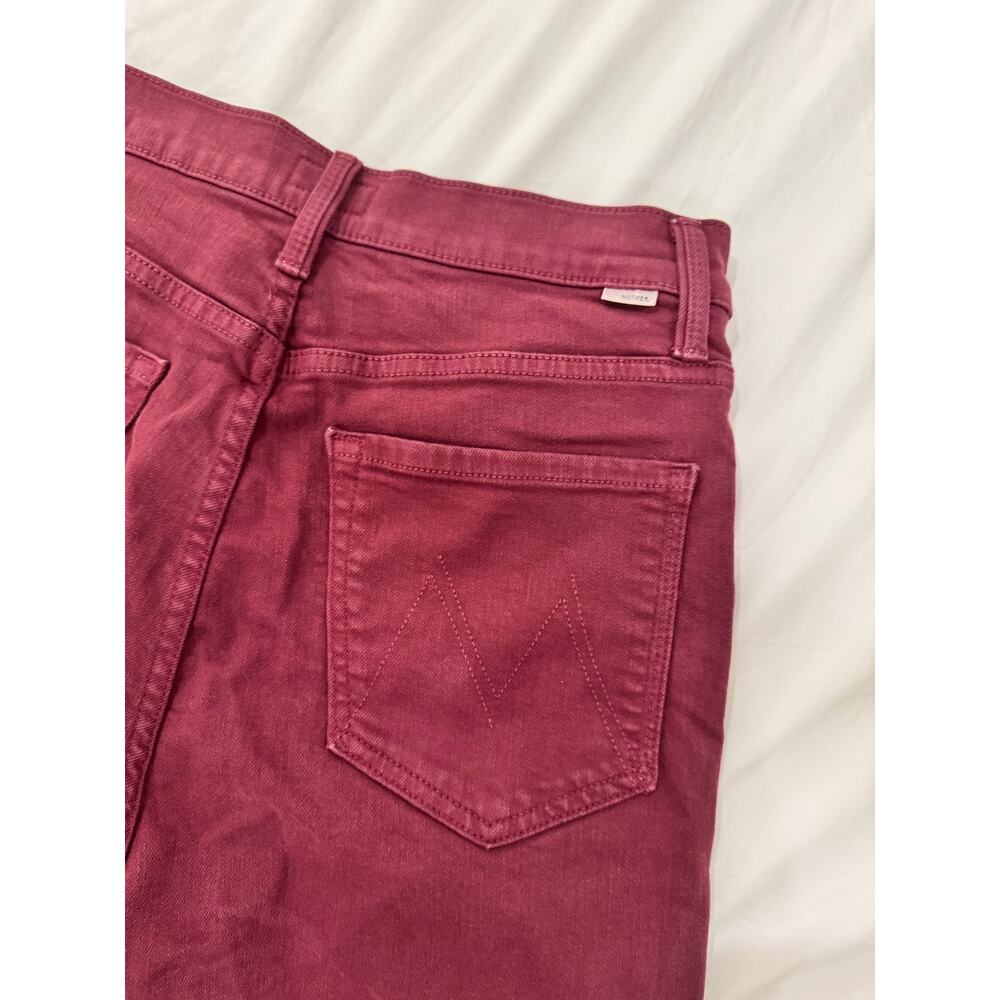 MOTHER The Tripper Ankle Fray Jeans Size 28 Burgundy High Rise Button Fly Fray - Picture 16 of 16